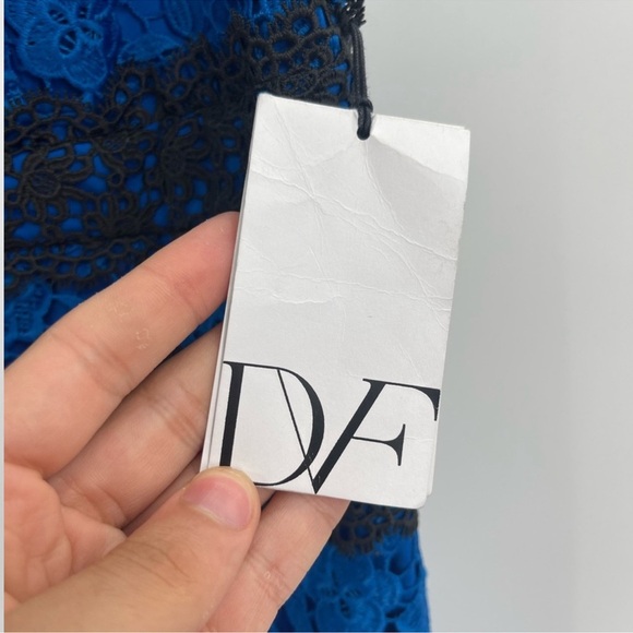 Diane Von Furstenberg Viera DVF Blue Lace V-Neck Dress 2 Nwt - Picture 6 of 15